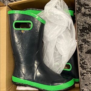 Bogs Black Boots with Green Trim
